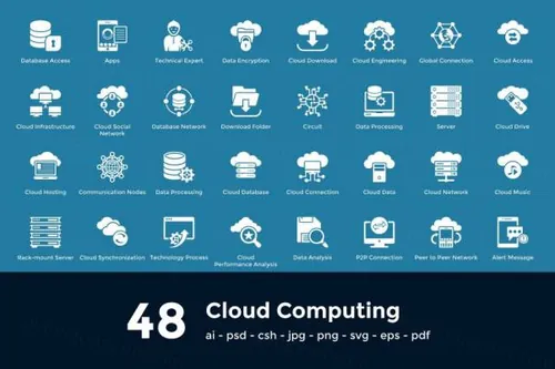 云服务器相关主题的图标套装Cloud Computing Icons