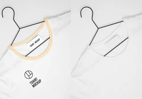 逼真的T恤晾衣架干净场景样机展示模版 White T-Shirt Mockup