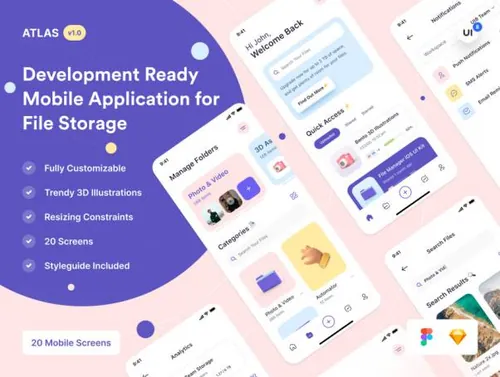 iOS本地文件管理器移动APP应用界面UI套件 Atlas - Fil