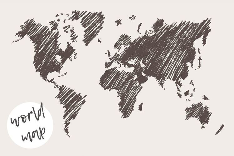 Contour of the world map