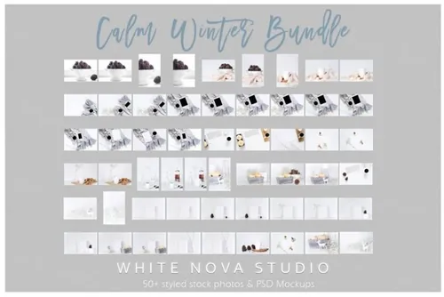 冷色调场景样机模板 Calm Stock Photos Bundle