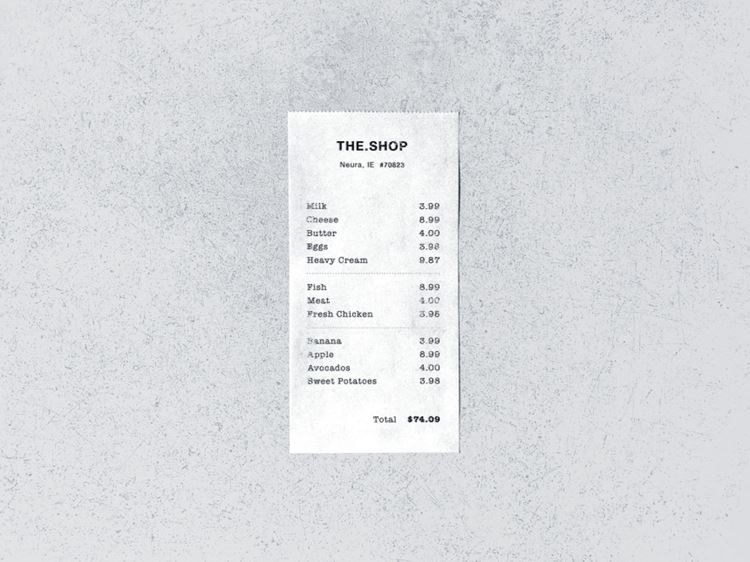 商店收据票据智能贴图样机模板 Store Receipt Mockup