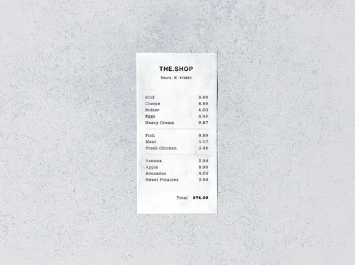 商店收据票据智能贴图样机模板 Store Receipt Mockup