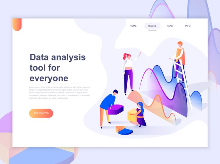 移动多端适配设计网站2.5D等距概念登录页 Landing