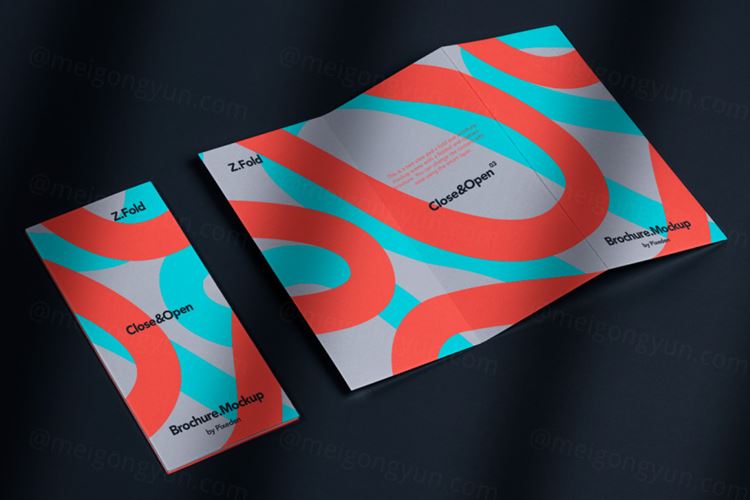 高质量折页小册子宣传册设计展示样机PSD模板 Z-Fold Psd Brochure Mockup Set