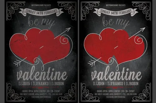 经典的情人节海报模版 Vintage Valentines Party Flyer