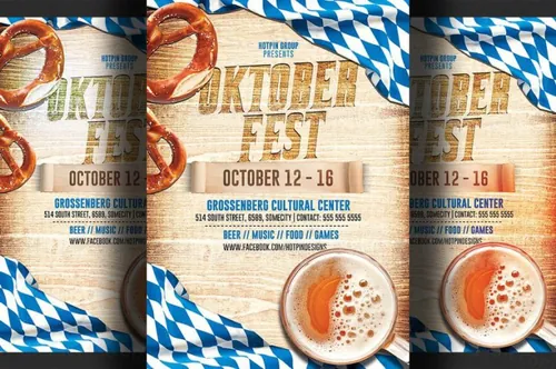 慕尼黑啤酒节传单海报模版 Oktoberfest Flyer Template