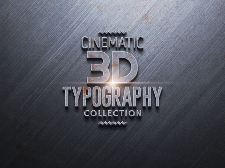 金属质感PS字体样式智能模板3D Text