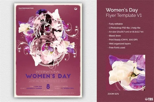 三八妇女节海报模版 Womens Day Flyer