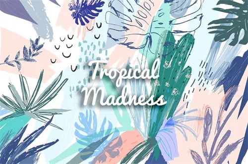 热的植物素材插图 Tropical Madness graphic set