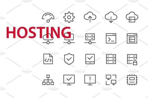 服务器UI套件矢量细线图标 20 Hosting UI icons