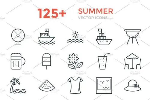 夏季游玩矢量线条图标 125  Summer Vector Icons