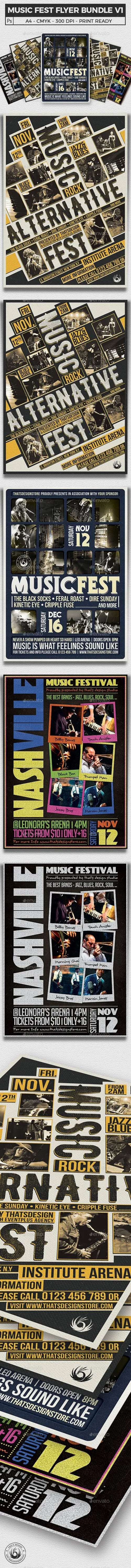 音乐节推广海报模板下载 Music Festival Flyer Bundle