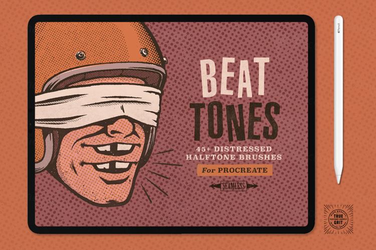 80年代复古风格漫画墨水半色调丝网印刷iPad笔刷素材 Be