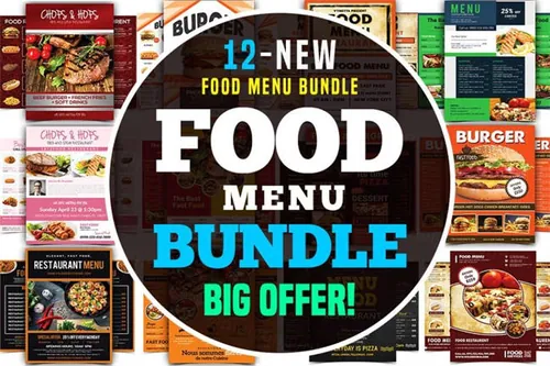 食物菜单海报模版 Food Menu Flyer Bundle