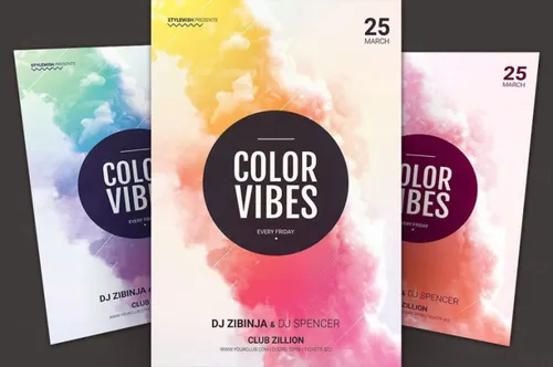 彩色粉末海报模版 Color Vibes Flyer Template