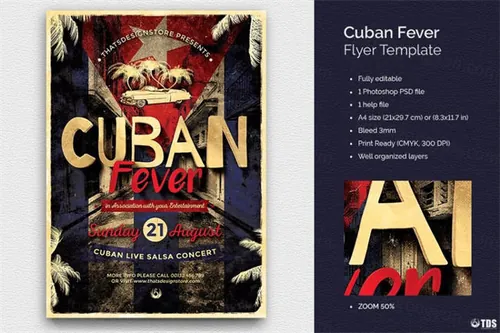 古巴发烧友活动海报模版 Cuban Fever Flyer