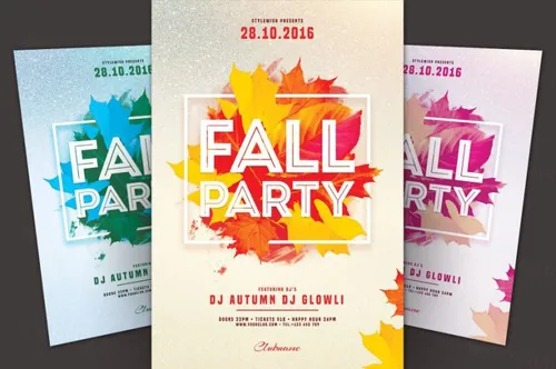 秋季海报模版 Fall Party Flyer Template