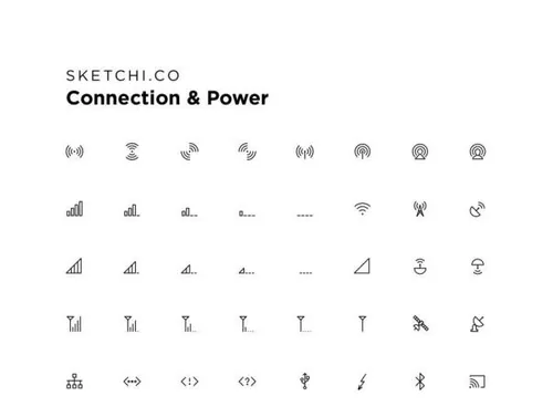 信号通讯连接和电池能量相关的图标