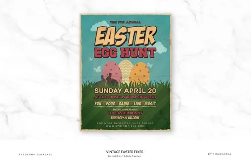 复古复活节传单海报模板 Vintage Easter Flyer