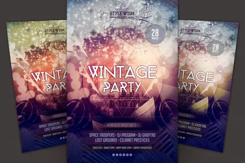 经典的聚会海报模版 Vintage Party Flyer Template