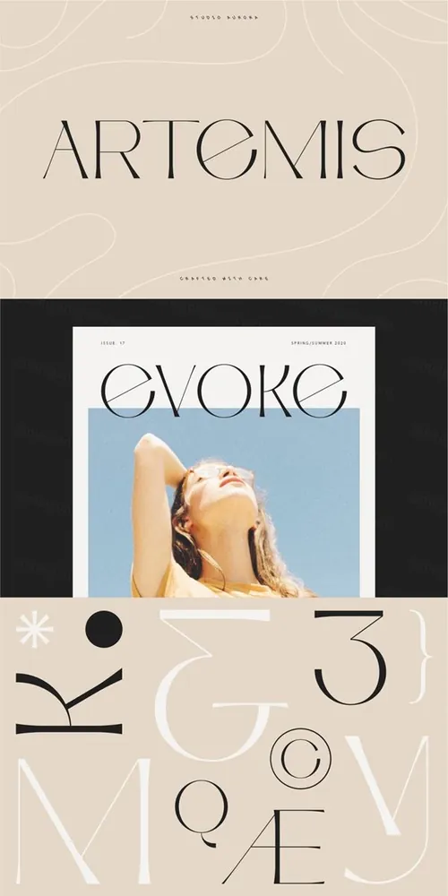 优雅的婚礼女性品牌设计海报排版经典英文衬线字体 Artemi