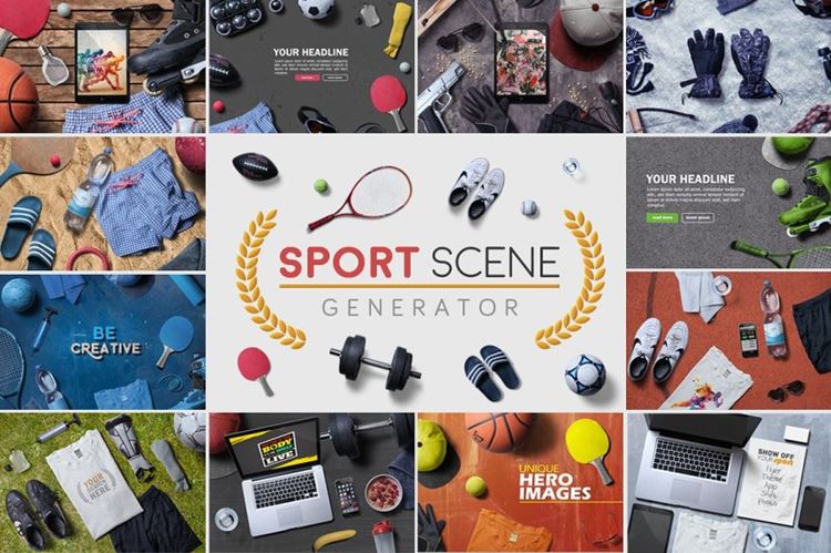 运动类产品展示场景vi品牌提案包装设计样机展示模板合集包 Sport Scene Generator