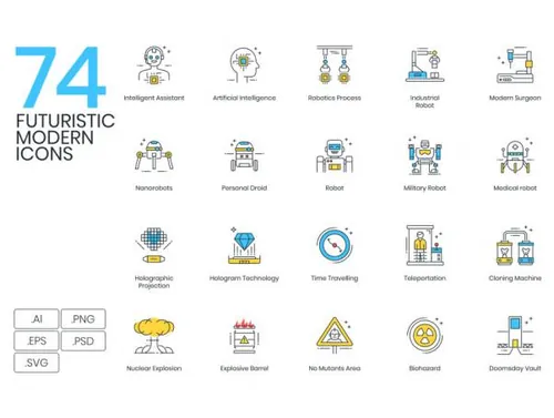 未来科技主义图标套装Futuristic Modern Icons