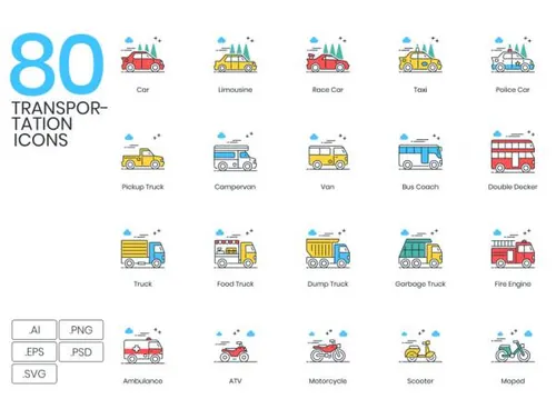 交通相关的创意图标Transportation Icons