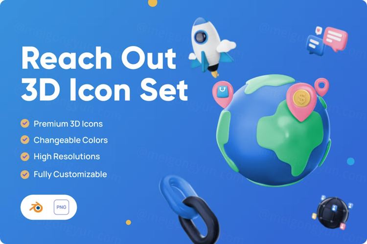 三维渲染卡通互联网SEO数字营销商业插画图标素材 Marke