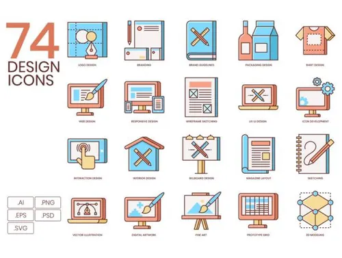 设计主题的扁平化图标套装Design Flat Icons