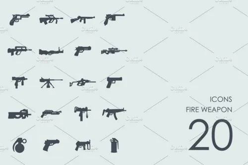 军用各式枪械武器图标 Fire weapon icons