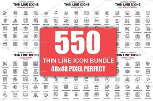 商业主题的扁平化线条图标 Thin Line Business Icons