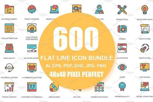 现代企业商务主题线条设计图标 Flat Line Business Icons