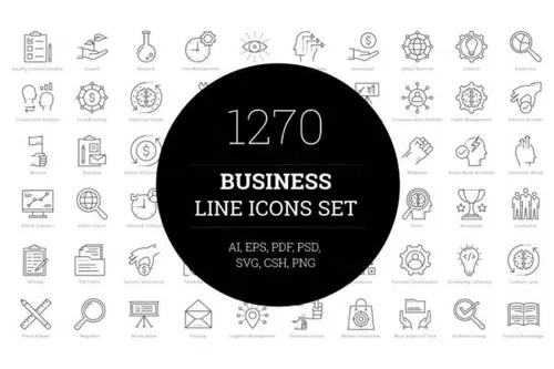 企业商务主题线条图标  Business Line Icons