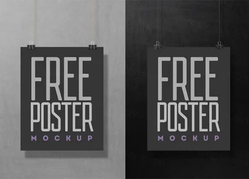 悬挂海报贴图样机Poster Mockup