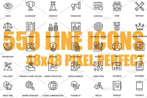 商业设计理念线条图标 550 Line Icons Bundle