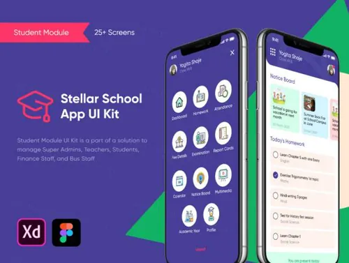 学校学生管理移动APP应用程序UI界面素材 Stellar Schoo