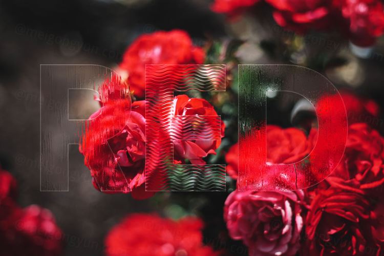 潮流抽象图案水雾水滴磨砂波浪玻璃图像模糊效果PS素材 Rea