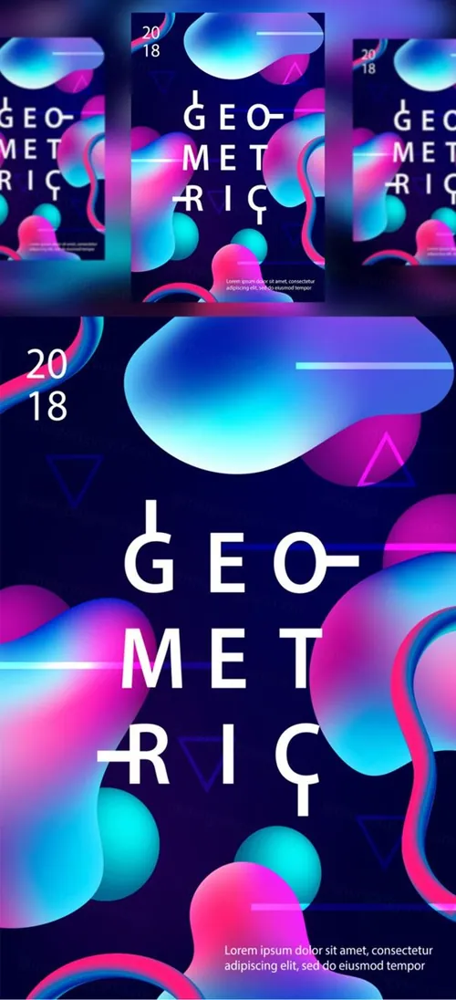 高端粉紫色渐变流体创意海报模板5