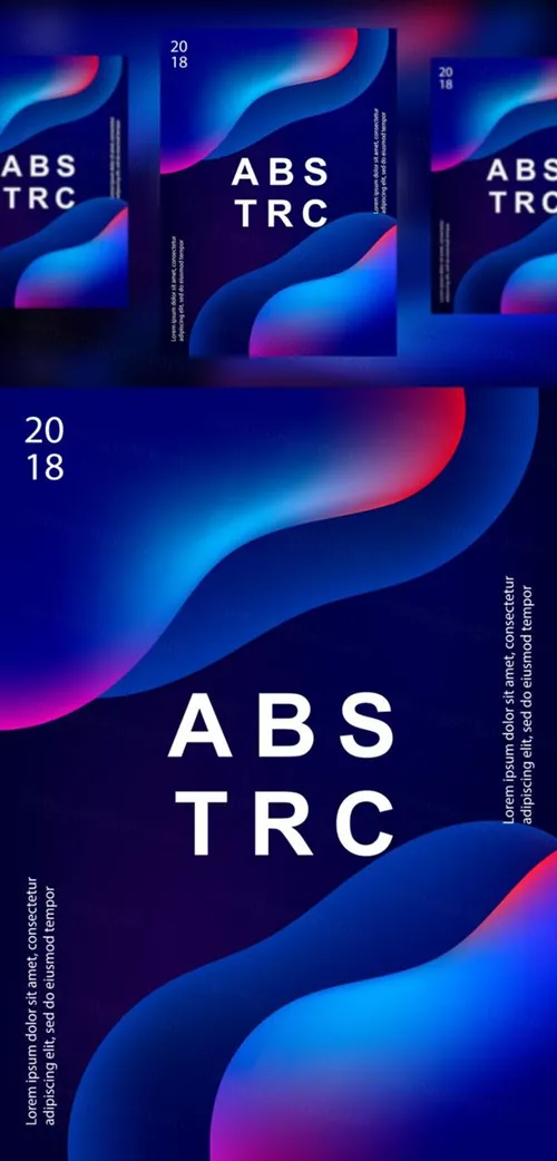 高端粉紫色渐变流体创意海报模板6