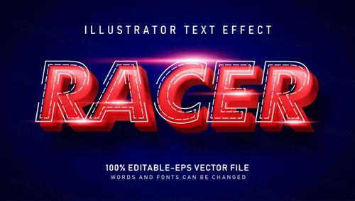 红色立体三维字体特效文本可编辑样式EPS矢量模板素材