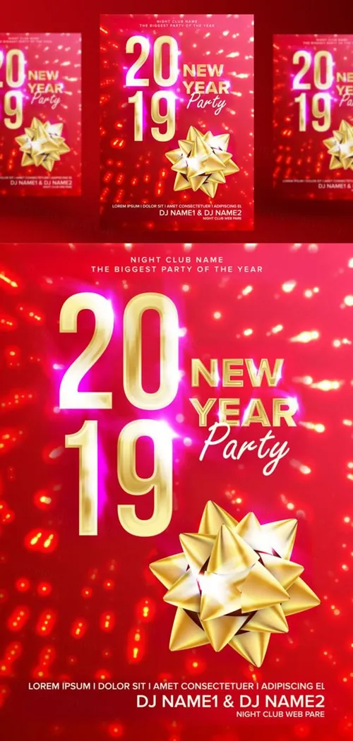 新年快乐音乐夜总会派对传单矢量海报素材  Party Flyer Poster