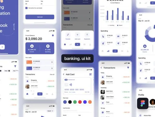 在线银行金融移动钱包管理APP应用UI界面素材 Banking. ui