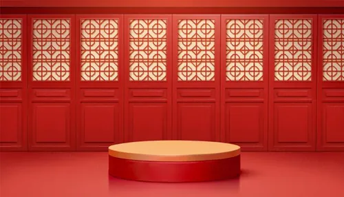 2023年农历新年玉兔迎新春传统东方中国风舞台产品台装饰元素