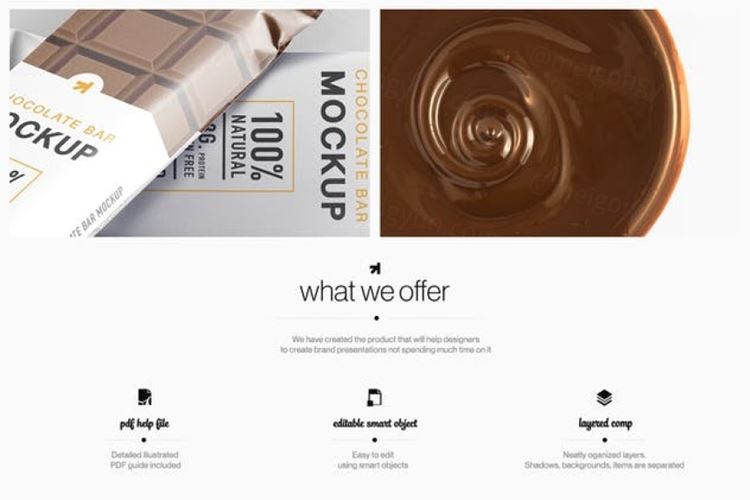 巧克力棒包装样机模板 Chocolate Bar Packaging Mockup