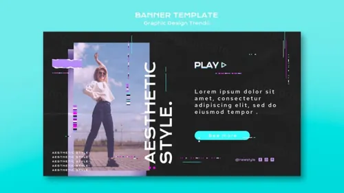 潮流褶皱做旧版式新媒体宣传海报PSD模板 Graphic design trends Ins template