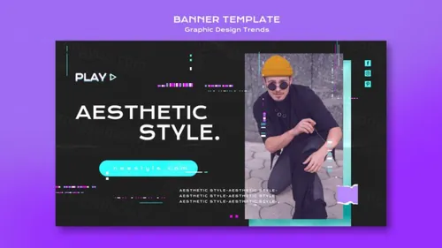 潮流褶皱做旧版式新媒体宣传海报PSD模板 Graphic design trends Ins template