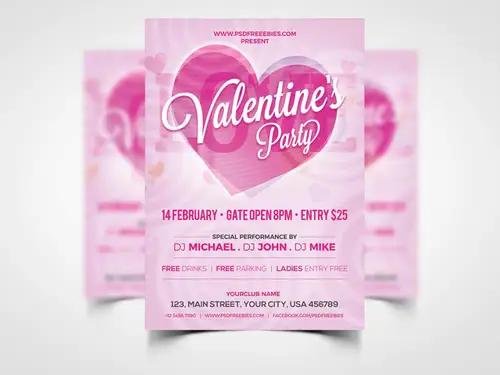 Modern Valentines Party Invitation Flyer PSD