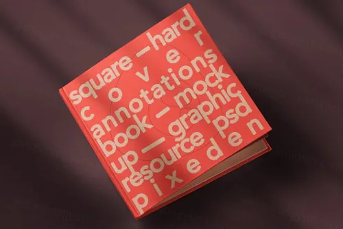 优雅的方形精装笔记本封面设计提案样机模板 Square Notes Hardcover Psd Book Mockup